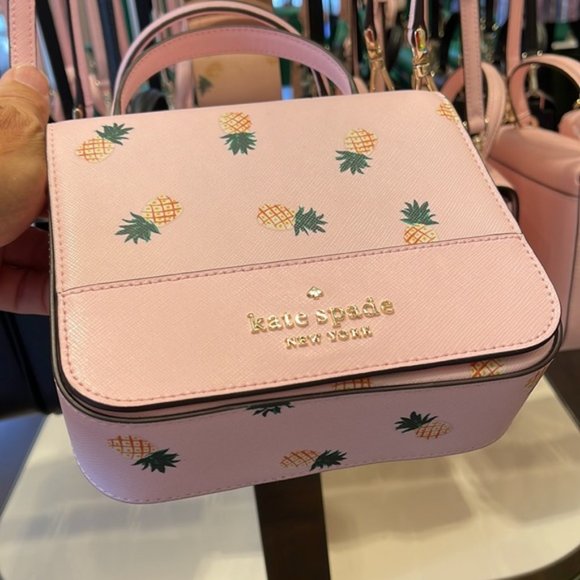 Kate Spade Staci Square Pineapple Crossbody Pink Multi - Picture 4 of 16